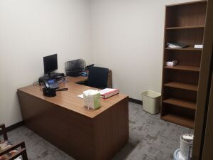 Desk, Chairs, Bookcase, Monitor, Etc. (Lot)